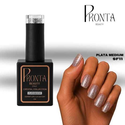 Esmalte de uñas de belleza listo para usar - PLATA MEDIUM